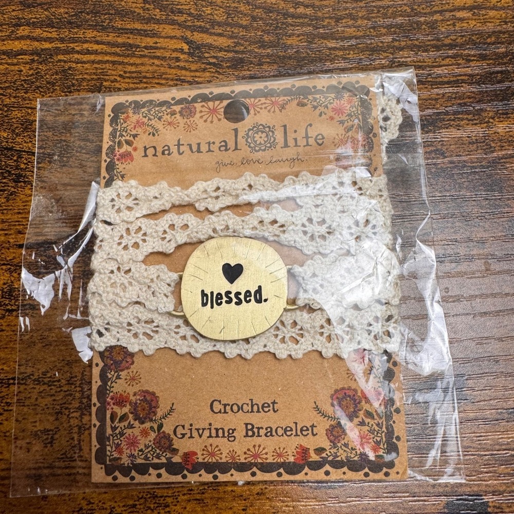 Natural Life Crochet Giving Bracelet Blessed Boho Lace Bracelet BRC145 NIP